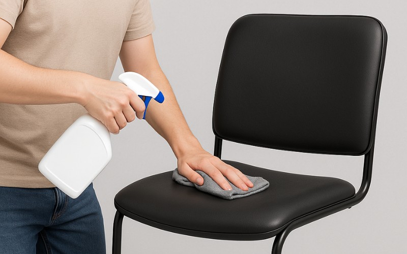 Dùng khăn lau và dung dịch phù hợp vệ sinh bề mặt đệm tựa ghế