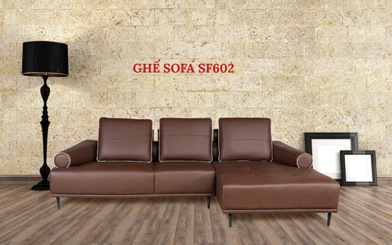 Mẫu ghế da sofa màu nâu thanh lịch SF602