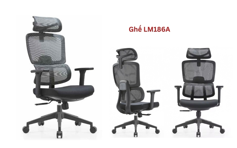Ghế công thái học LM186A đen hiện đại 