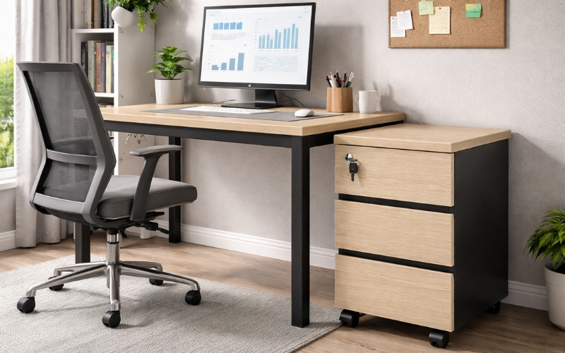 Hộc tủ di động nhỏ gọn, linh hoạt di chuyển, lý tưởng cho không gian làm việc. 