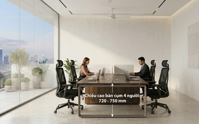 chiều cao bàn và ghế tương thích