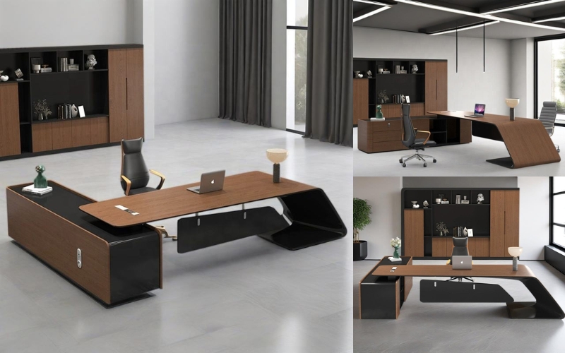 Bàn chủ tịch chữ L CEO M873 bề thế cho phòng làm việc lớn