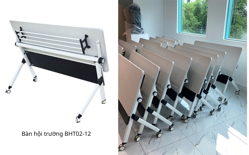 Bàn hội trường BHT02-12 sắp xếp mặt bàn tiện gọn