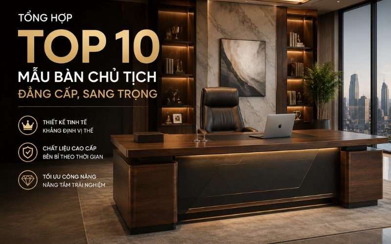 Tổng hợp 10 mẫu bàn chủ tịch sang trọng
