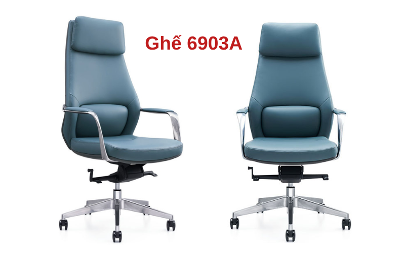 Mẫu ghế lưng cao kết hợp tựa đầu và chân xoay kim loại thích hợp cho nhà lãnh đạo