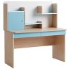 Mẫu bàn học liền kệ BHS407 màu xanh