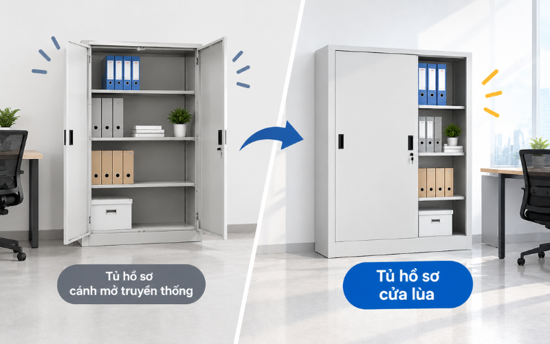 4 điều mình nhận ra khi chuyển sang sử dụng tủ hồ sơ cửa lùa
